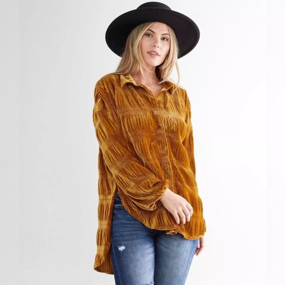 Free People “M” My Best Velvet Blouse NWT